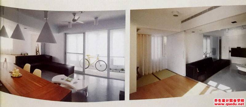 客厅设计：架高和室并搭配推门设计，变身多功能场域的设计思路