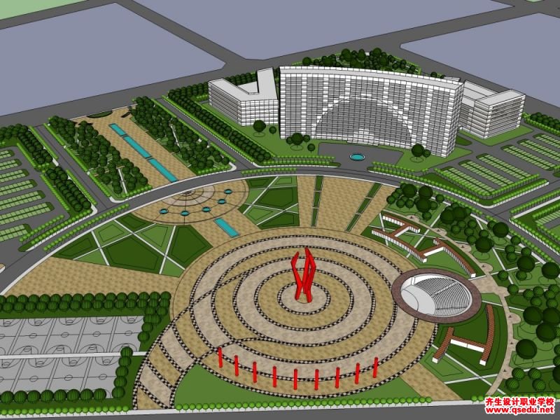 草图大师（SU）城市广场景观规划设计模型下载