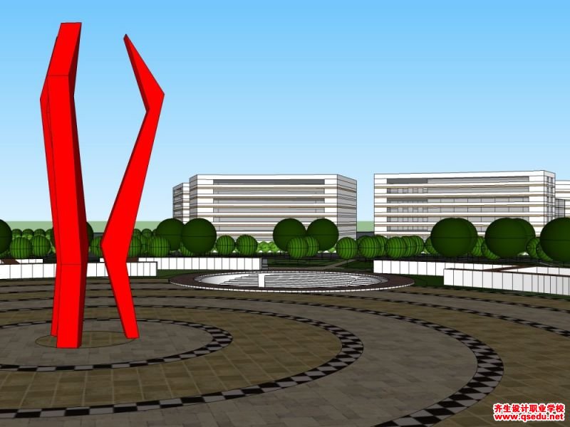 草图大师（SU）城市广场景观规划设计模型下载