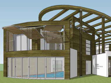 草图大师（SU）椭圆型屋顶现代风格别墅模型下载