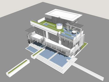 草图大师（SU）现代风格三层独栋别墅模型下载