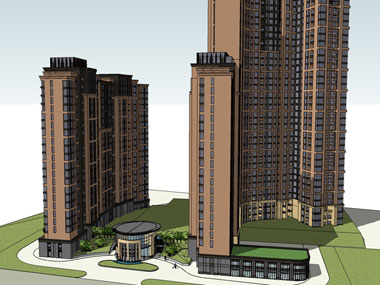 草图大师（SU）高层住宅、沿街商业建筑模型下载