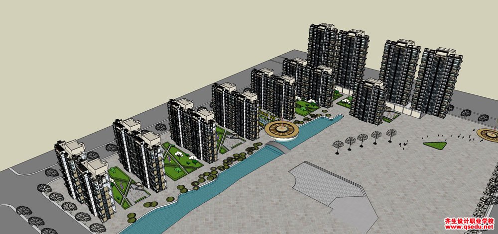 草图大师（SU）现在小高层住宅小区建筑模型下载