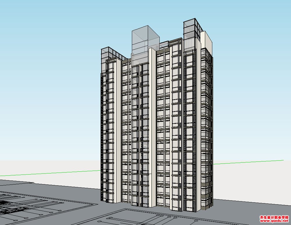 草图大师（SU）住宅小高层建筑模型下载