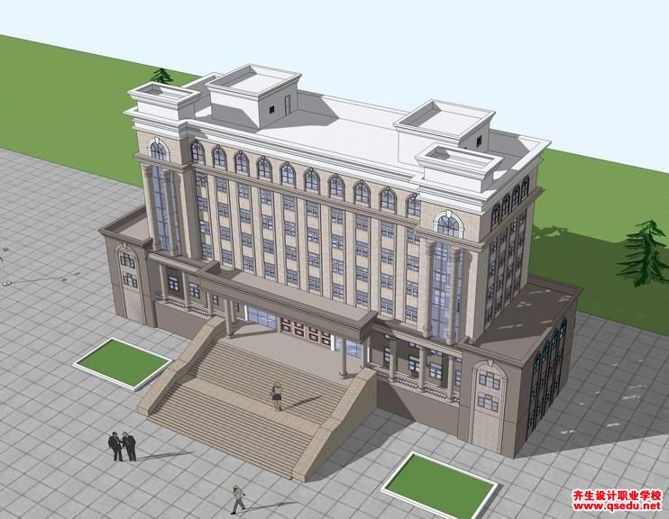 草图大师办公类模型18:简欧行政办公楼模型