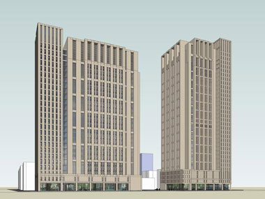 草图大师办公类模型29：古典风格高层办公楼模型