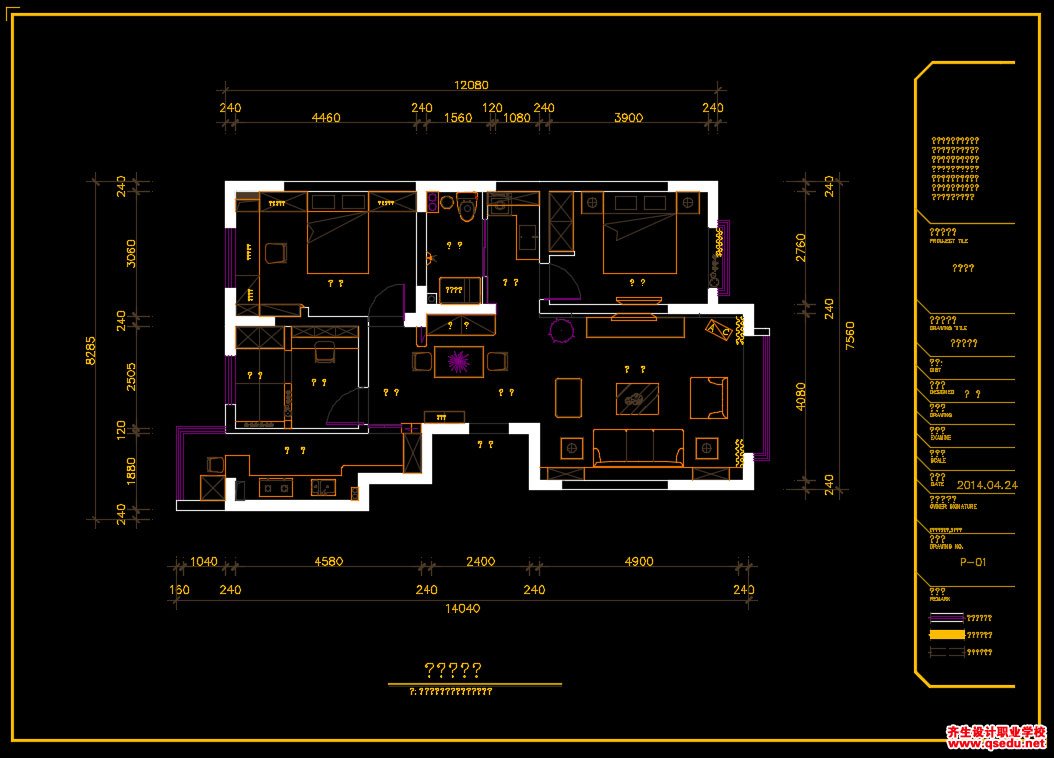 家装CAD图纸[21],地中海风格3室2厅CAD施工图全套附效果图