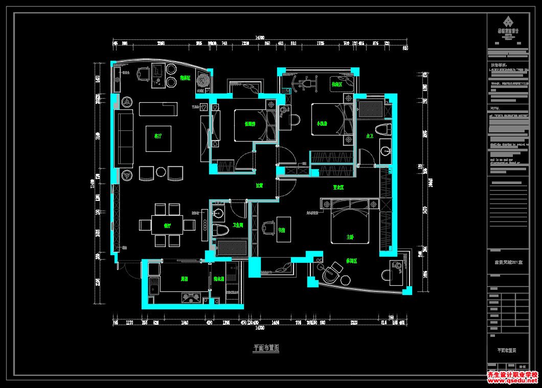 家装CAD图纸[26],新中式风格3室2厅CAD施工图全套附效果图