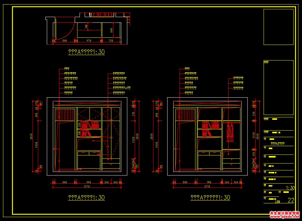 家装CAD图纸[62],简欧风格3房CAD施工图全套