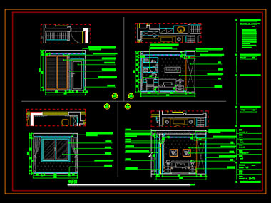 家装CAD图纸[77],现代风格3室3套样板房CAD施工图全套