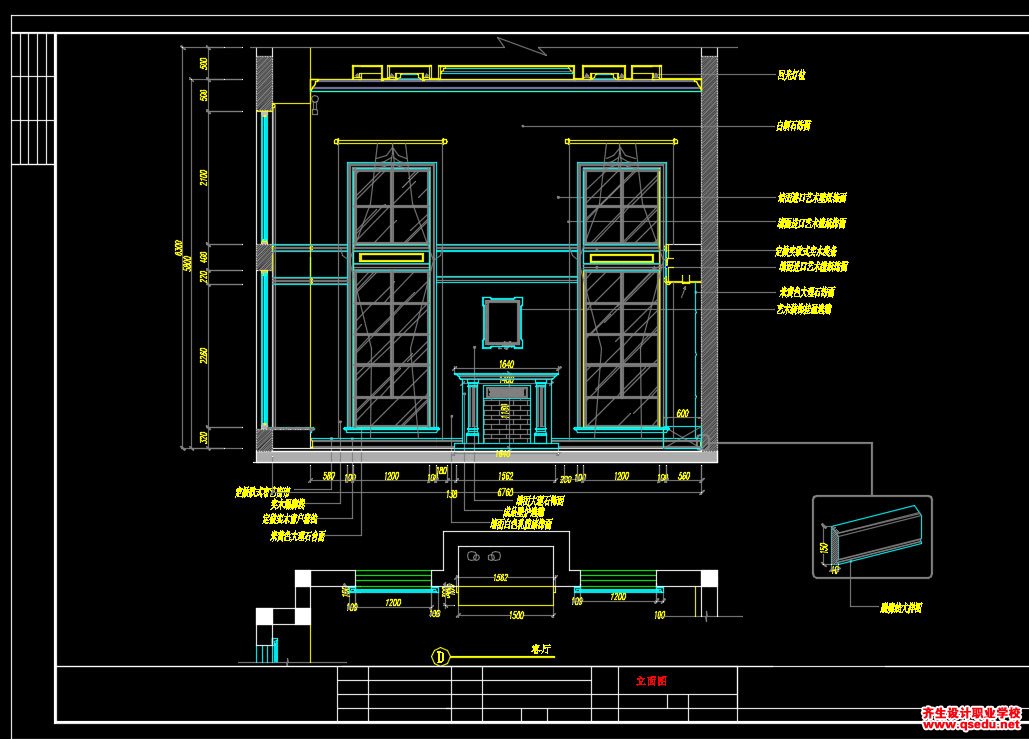 家装CAD图纸[118],复式红色欧式风格CAD施工图全套附效果图