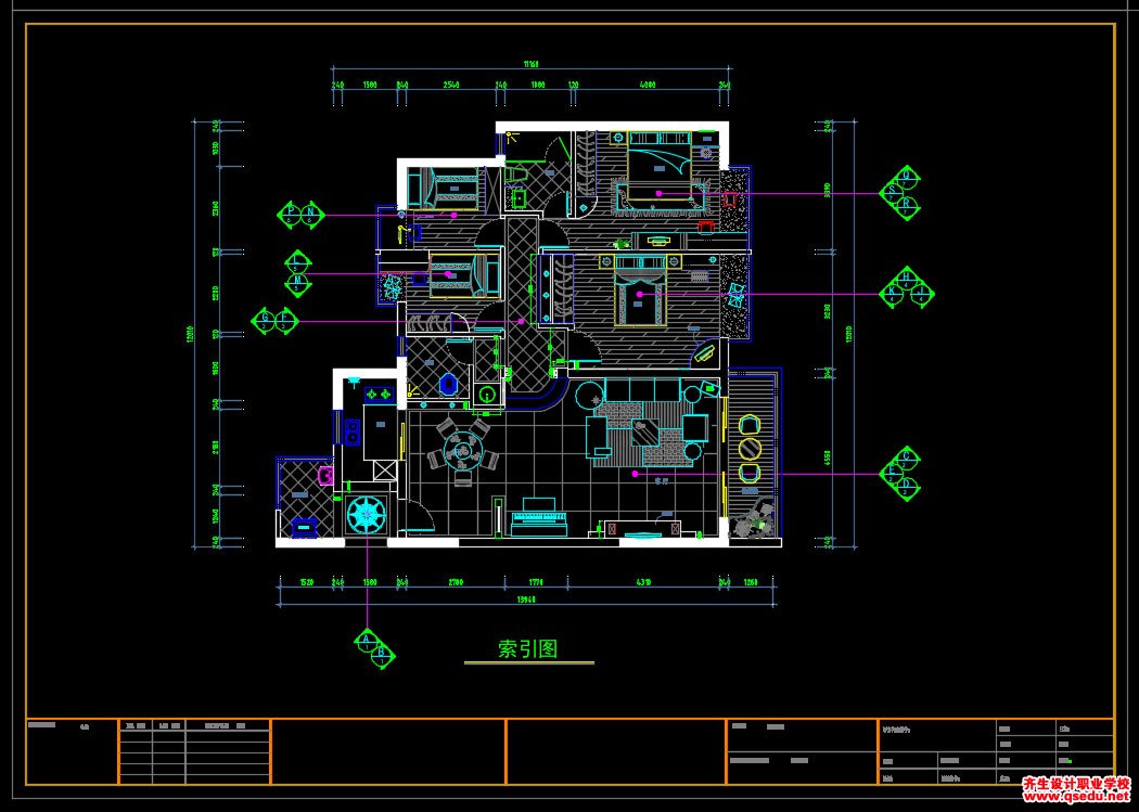 家装CAD图纸[119],简欧风格CAD施工图及效果图带预算表