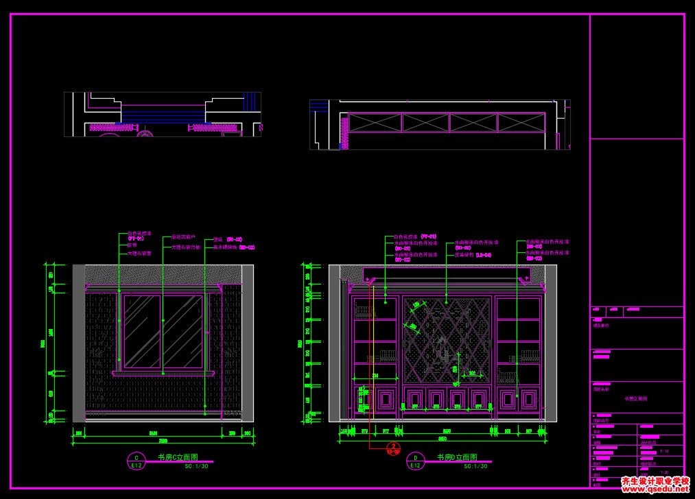 家装CAD图纸[122],欧式风格3室2厅CAD施工图全套附效果
