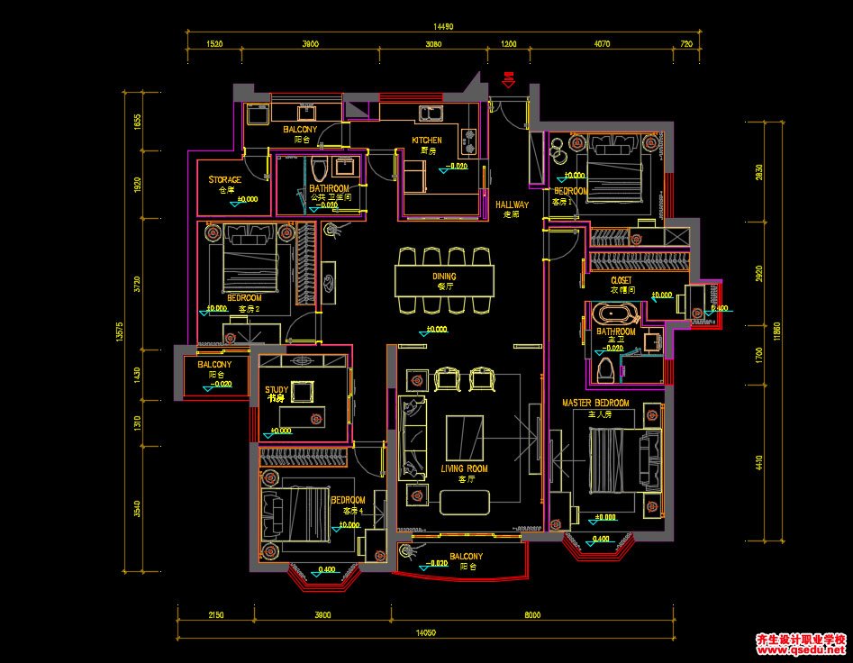 家装CAD图纸[170],中式风格180㎡大平层CAD施工图 益田花园
